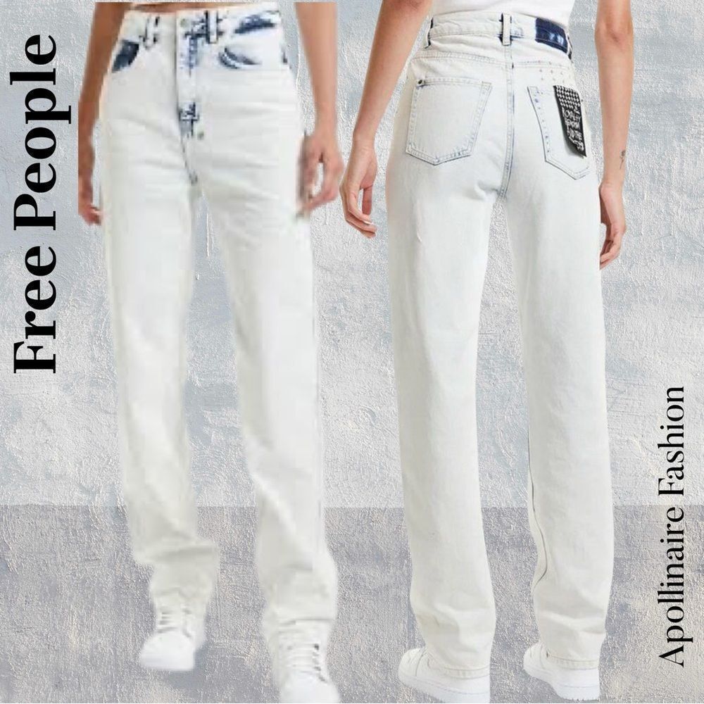 Free People by KSUBI Playback Highrise Relaxed Fit Denim Jeans in Mirage 29 NWT